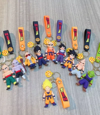 Dragon Ball inspired 8cm PVC anime character keychains with key rings and bag pendant tags