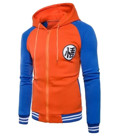 Dragon Ball inspired Goku orange and blue zip-up hoodie anime cosplay jacket