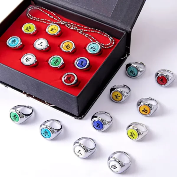 Naruto Inspired Akatsuki 10-Piece Ring Set – Anime Cosplay Jewelry