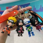 Naruto inspired character keychains featuring cartoon-style shinobi pendants for bags, keys, and car accessories