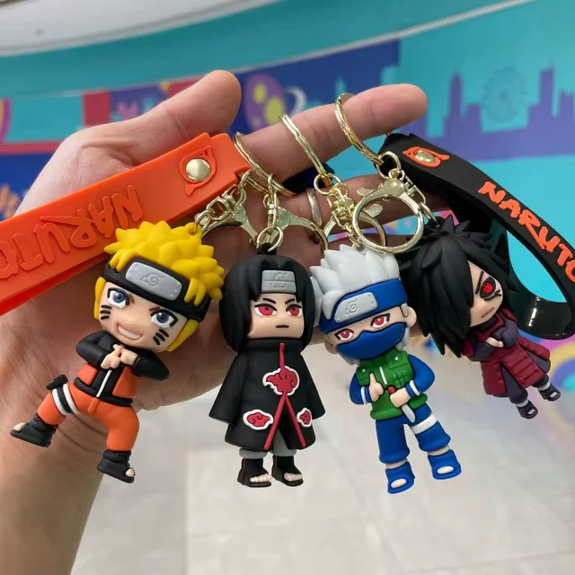 naruto-inspired-character-keychain Naruto inspired character keychains featuring cartoon-style shinobi pendants for bags, keys, and car accessories