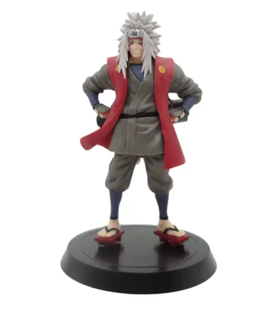 Naruto inspired Jiraiya PVC anime figure in standing pose with red outfit and display base