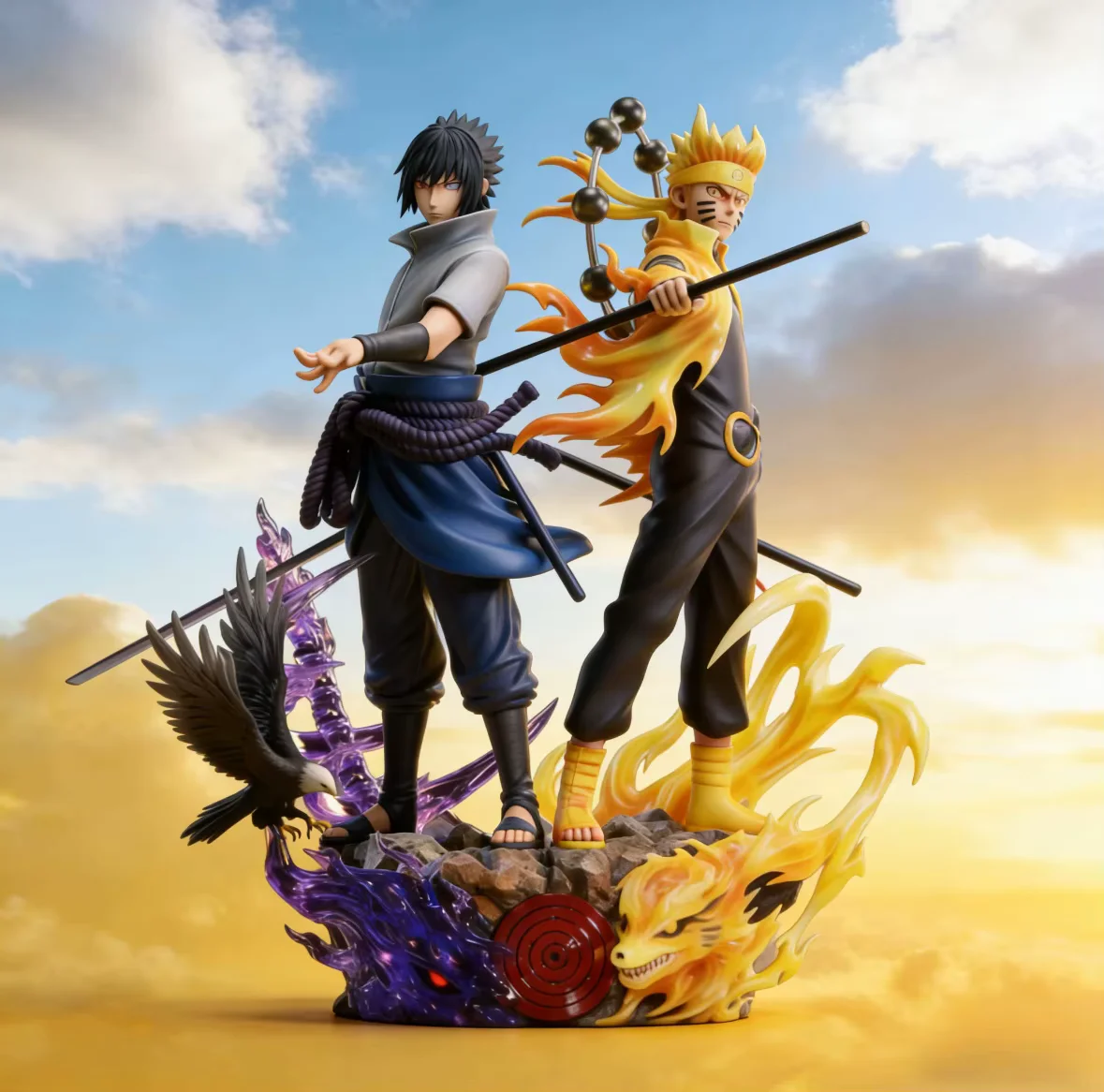 naruto-inspired-naruto-22cm-anime-figure Naruto inspired Sasuke 22cm anime figure with sword, eagle, and purple energy display base
